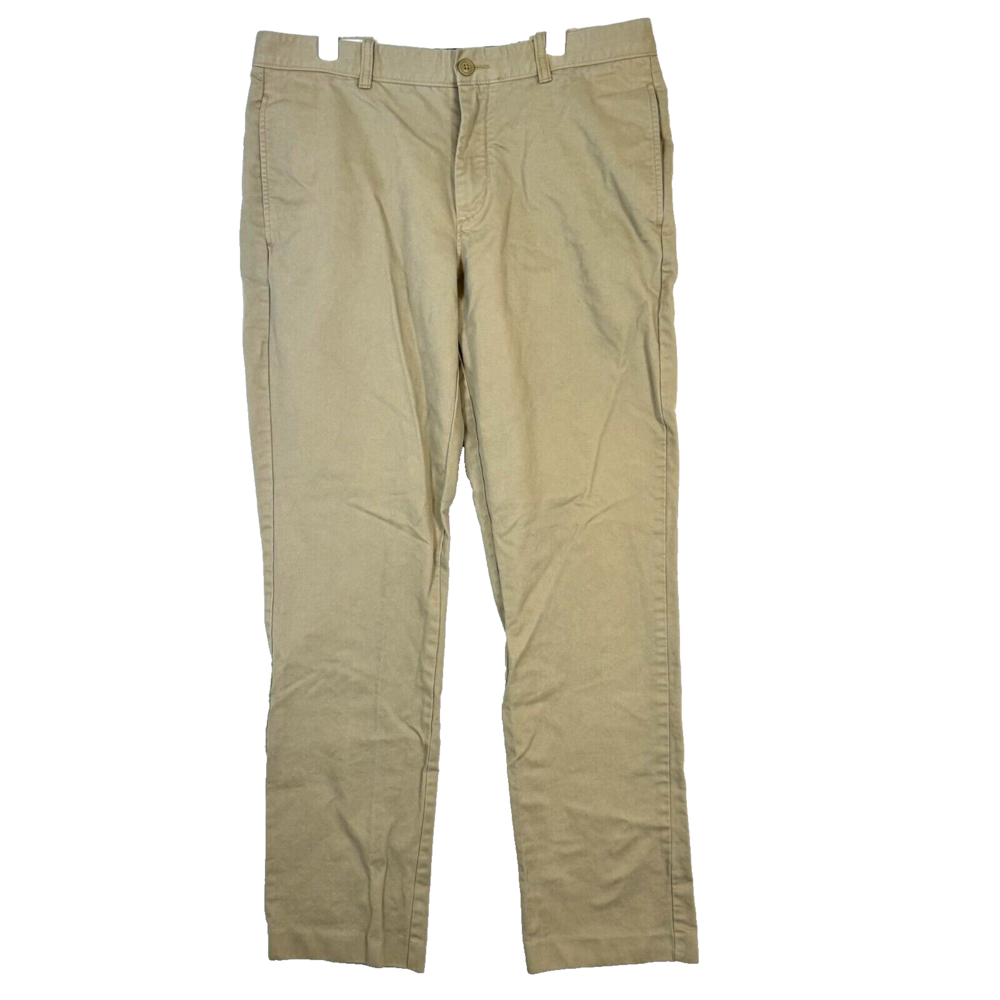 J.Crew Women’s Essential Chino Pants 33W Khaki Cotton Mid-Rise Straight Leg W375